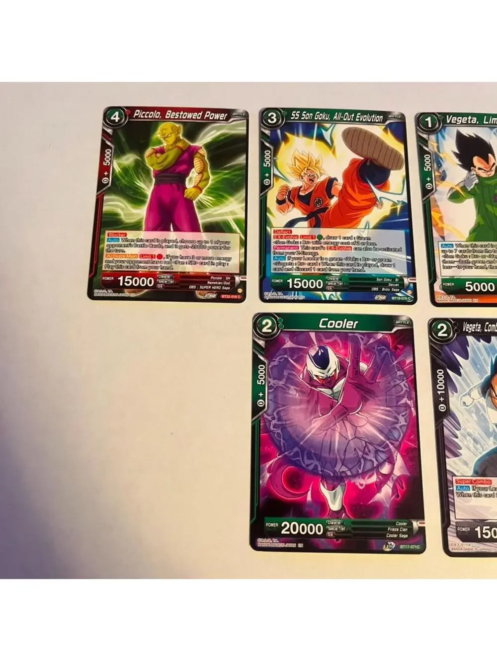 Dragon Ball Super Lot 6x Piccolo Goku Vegeta Trunks Cooler